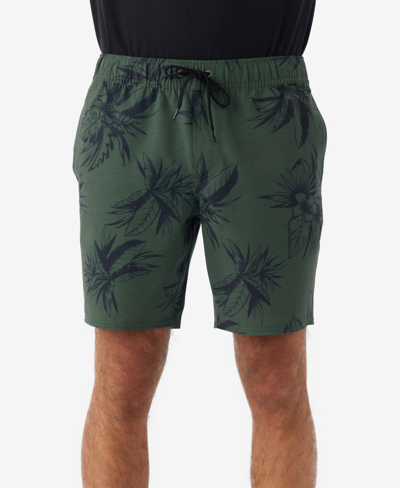 O'neill Men's Stockton 18" Print Elastic Waist Hybrid Shorts In Dark Olive