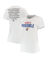 ADIDAS ORIGINALS WOMEN'S ADIDAS WHITE KANSAS JAYHAWKS MORE IS POSSIBLE T-SHIRT