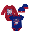 MITCHELL & NESS NEWBORN AND INFANT BOYS AND GIRLS MITCHELL & NESS ROYAL, RED LA CLIPPERS 3-PIECE HARDWOOD CLASSICS B
