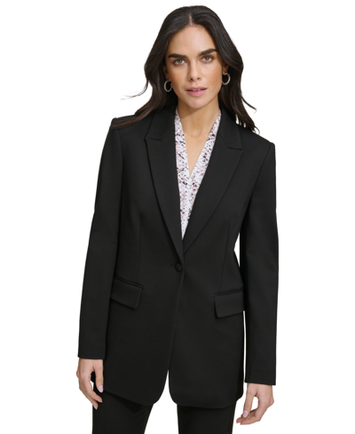 Calvin Klein Women's Peak-lapel Single-button Blazer In Black