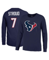 MAJESTIC MEN'S MAJESTIC THREADS C.J. STROUD NAVY HOUSTON TEXANS NAME AND NUMBER LONG SLEEVE T-SHIRT