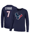 Majestic Men's  Threads C.j. Stroud Navy Houston Texans Name And Number Long Sleeve T-shirt In Navy