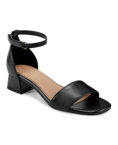 Easy Spirit Women's Sheila Square Toe Block Heel Dress Sandals In Black Leather