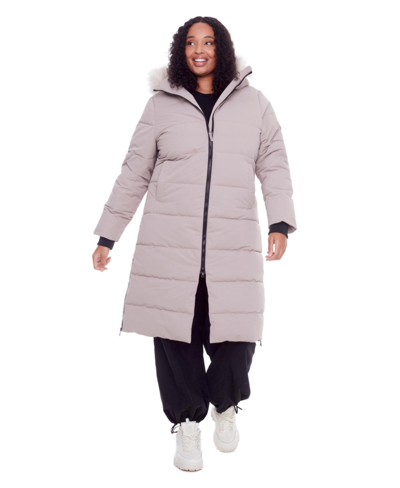 Alpine North Kluan Plus Women's Vegan Down (recycled) Ultra Long Length Parka Light Taupe (plus Size) In Grey