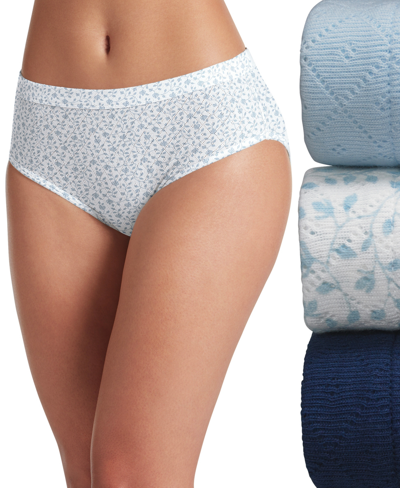 Jockey Elance Breathe Hipster Underwear 3 Pack 1540, Also Available In Extended Sizes In Frothy Blue,flowing Vine,just Past Midni