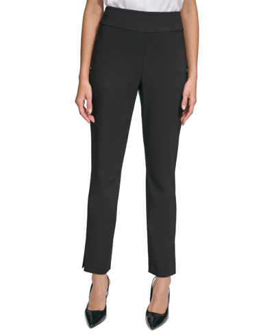 Calvin Klein Women's High-rise Straight-leg Pants In Black