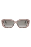 Celine Triomphe 55mm Gradient Rectangular Sunglasses In Shiny Light Brown / Smoke