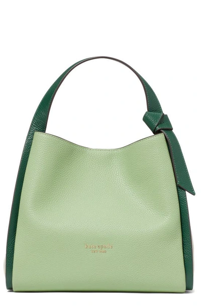 Kate Spade Knott Large Colourblock Leather Handbag In Green