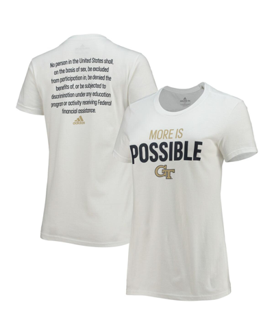 Adidas Originals Women's Adidas White Georgia Tech Yellow Jackets More Is Possible T-shirt