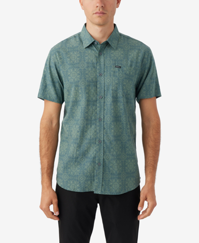 O'neill Men's Oasis Standard-fit Botanical-print Button-down Shirt In Cadet Blue