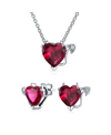 Bling Jewelry Romantic Cubic Zirconia Red Aaa Cz Devil Heart Necklace Stud Earring Pendant Jewelry Set For Women T In Pink