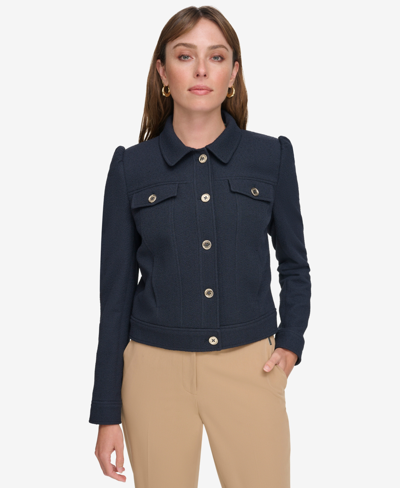 Tommy Hilfiger Women's Double-breasted Open-front Jacket In Midnight