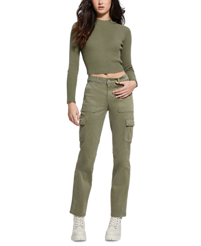 Guess Women's Sexy Straight Mid-rise Cargo Pants In Lichen Leaf Green