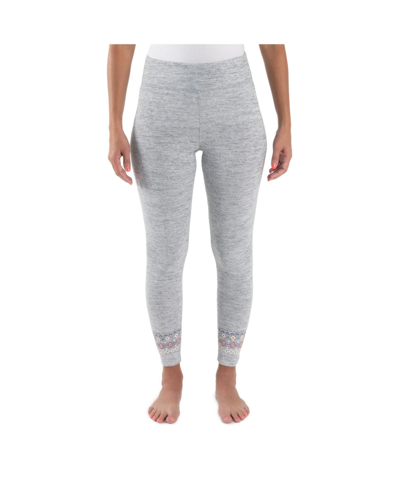 Muk Luks Women's Ribbed Crewneck & Printed Jogger Pajama Pants Set In Medium Grey Heather