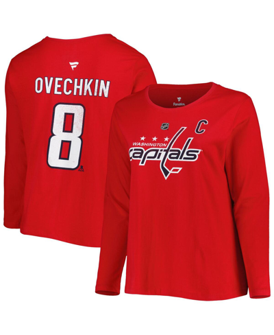 PROFILE WOMEN'S ALEXANDER OVECHKIN RED WASHINGTON CAPITALS PLUS SIZE NAME AND NUMBER LONG SLEEVE T-SHIRT