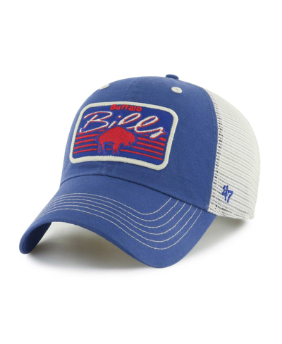 47 Brand Men's ' Royal, Natural Distressed Buffalo Bills Legacy Five Point Trucker Clean Up Adjustabl In Royal,natural