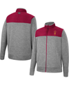 COLOSSEUM MEN'S COLOSSEUM GRAY, MAROON ARIZONA STATE SUN DEVILS PUTTER HERRINGBONE FULL-ZIP JACKET