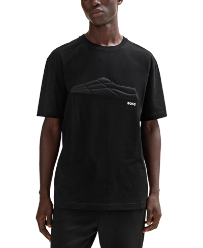 Hugo Boss Boss By  Men's Tonal Artwork Regular-fit T-shirt In Black