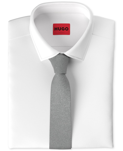 Hugo Jacquard-woven Tie In Cotton And Linen In Grey