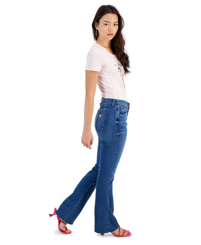 Guess Women's Sexy Flare-leg Faded High-rise Jeans In Mystic Blue