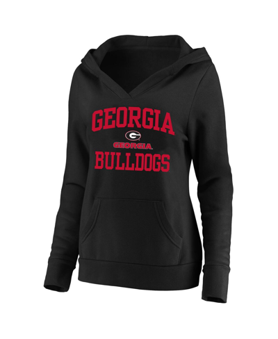 Champion Women's  Black Georgia Bulldogs Plus Size Heart & Soul Notch Neck Pullover Hoodie