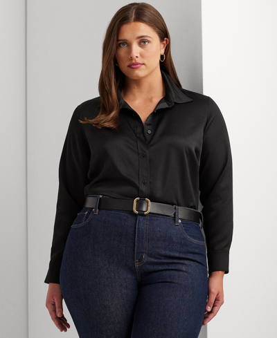 Ralph Lauren Satin Charmeuse Shirt In Mascarpone Cream