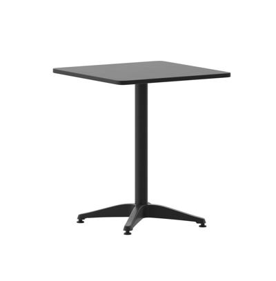 Emma+oliver 23.5'' Square Aluminum Indoor-outdoor Table With Base In Black