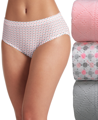 Jockey Elance Breathe Hipster Underwear 3 Pack 1540, Also Available In Extended Sizes In Silver Fox,spotty Dot,blushing Rose