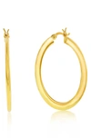 Simona Sterling Silver Or Gold Plated Over Sterling Silver 40mm Polished Flat Hoop Earrings In Gold