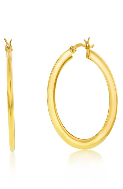 Simona Sterling Silver Or Gold Plated Over Sterling Silver 40mm Polished Flat Hoop Earrings