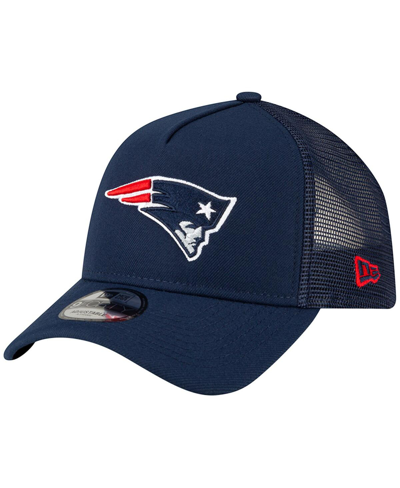 New Era Men's  Navy New England Patriots A-frame Trucker 9forty Adjustable Hat
