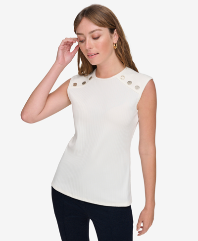 Tommy Hilfiger Women's Embellished Sleeveless Top In Ivory