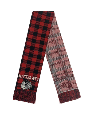 Foco Women's  Chicago Blackhawks Plaid Color Block Scarf In Red