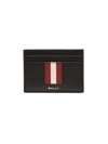 BALLY MEN'S STRIPED LEATHER CARD CASE