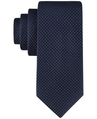 Calvin Klein Men's Steel Micro-dot Solid Extra Long Tie In Navy
