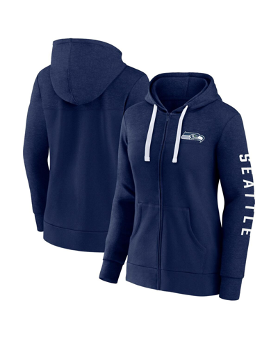 FANATICS WOMEN'S FANATICS HEATHER COLLEGE NAVY SEATTLE SEAHAWKS PLUS SIZE CITY TIES FULL-ZIP HOODIE