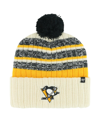47 Brand Men's ' Cream Pittsburgh Penguins Tavern Cuffed Knit Hat With Pom In Cream