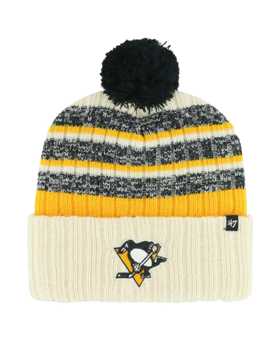 47 Brand Men's ' Cream Pittsburgh Penguins Tavern Cuffed Knit Hat With Pom