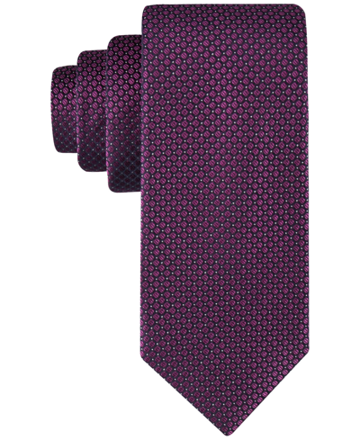 Calvin Klein Men's Steel Micro-dot Solid Extra Long Tie In Berry