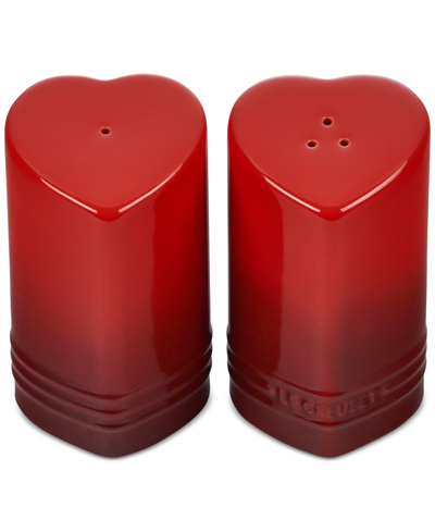 Le Creuset Stoneware Figural Heart Salt And Pepper Shakers, Set Of 2 In Cerise