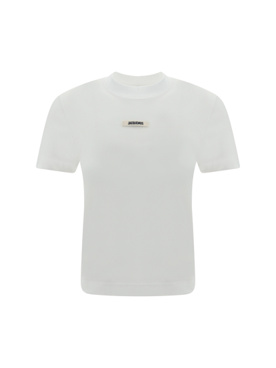 Jacquemus Roun Neck Cotton Logo T-shirt In Gray