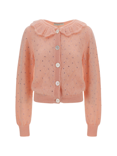 Alessandra Rich Crystal-embellished Cardigan In Light Pink