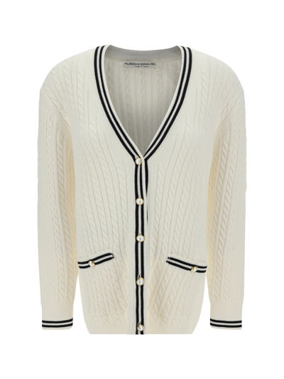 Alessandra Rich Cable-knit Cardigan In White