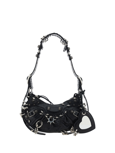 Balenciaga Women's Le Cagole Xs Shoulder Bag With Spiked Piercings In Black