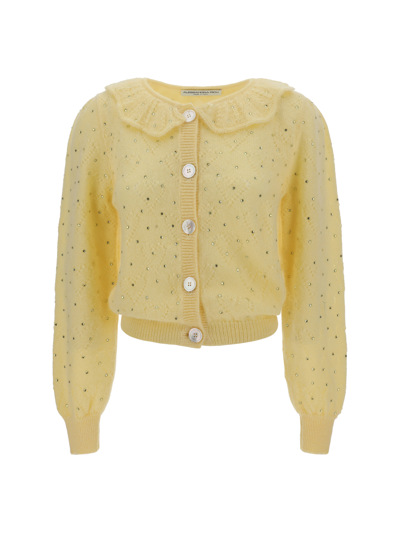 Alessandra Rich Cardigan In Pale Yellow