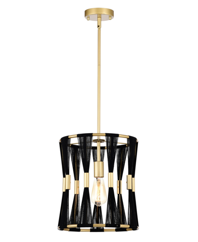 Home Accessories Mulus 12" 1-light Indoor Finish Pendant Light With Light Kit In Satin Gold And Black Thread