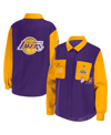 Wear By Erin Andrews Purple Los Angeles Lakers Colorblock Button-up Shirt Jacket In Purple