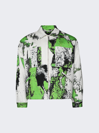 44 Label Group Corrosive Cotton Jacket In White,grunge Green