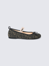 Fendi Ballet Flats For Girl With All-over Ff Logo In Tobacco