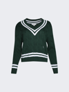 SPORTY AND RICH CABLEKNIT V NECK SWEATER